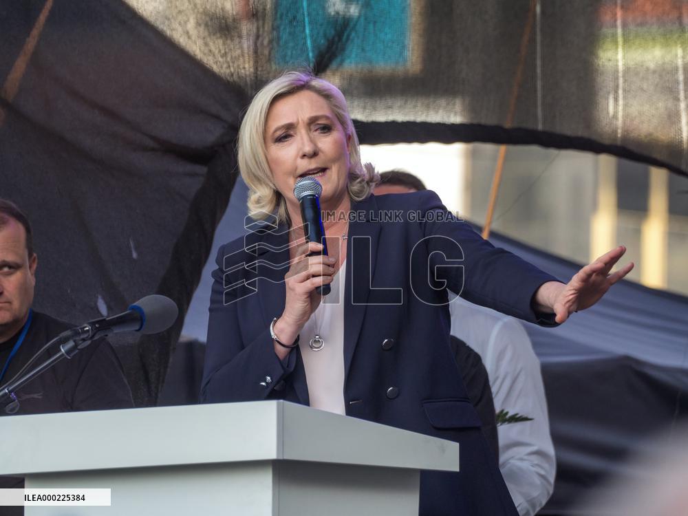Marine Le Pen, demonstration against dictate of European Union, staged by SPD