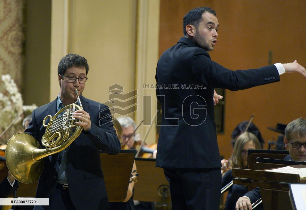 Alexandre Collard, horn player, Ben Glassberg, conductor, Prague Spring Festival