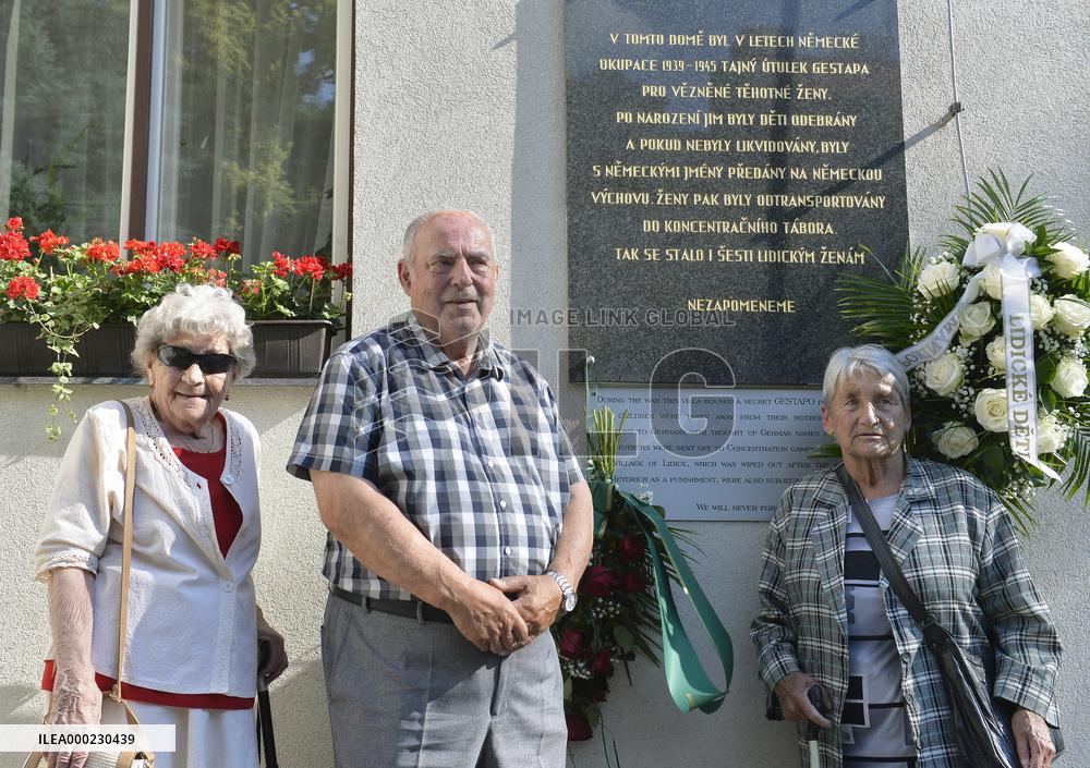 survivors of the obliteration of the Lidice village in 1942, Marie Supikova, Pavel Horesovsky, Libuse Souckova