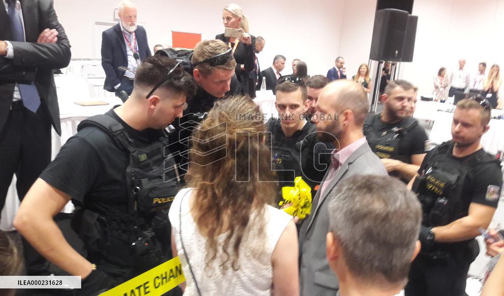 Greenpeace environmental activists broke into annual general meeting of CEZ Group, police
