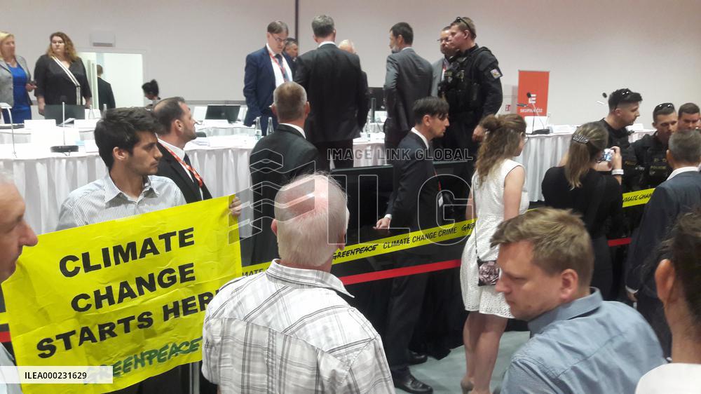 Greenpeace environmental activists broke into annual general meeting of CEZ Group, police