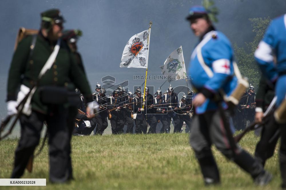 historical reenactment of the Battle of Koniggratz from 1866
