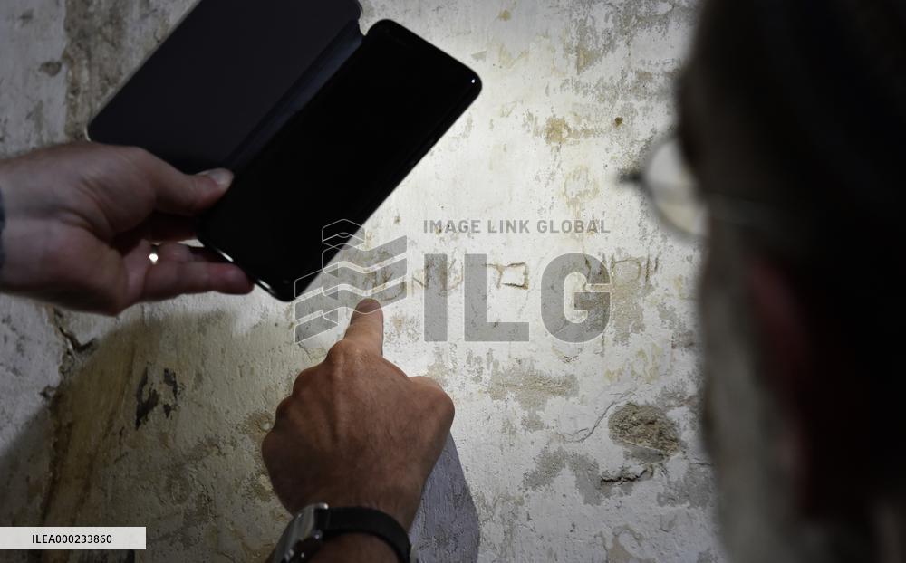 Hebrew inscription on wall of Kurovice castle