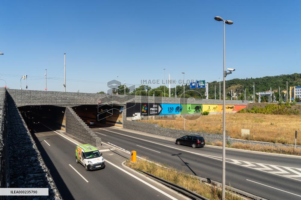 Exit from the tunnel blanka in Troja, Prague