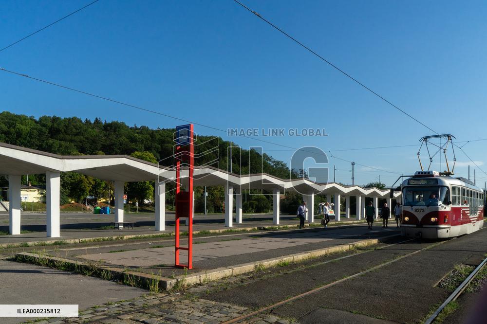 Tram station Branik, cubism, Prague, architecture