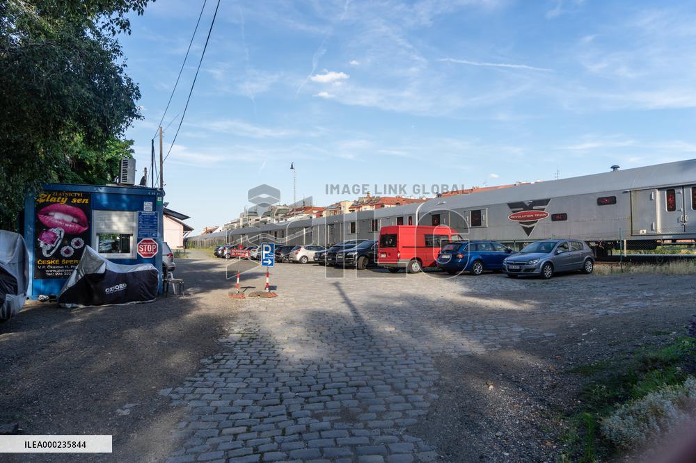 Parking area between Hradcanska and Dejvice railway station,Prague