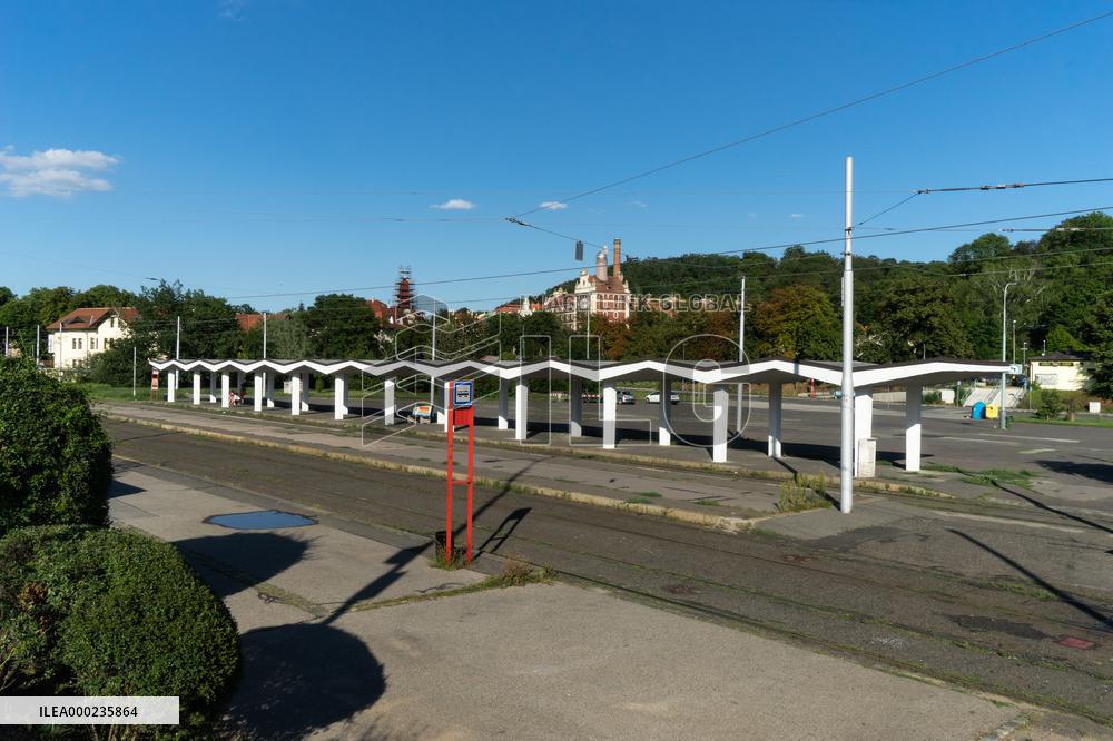 Tram station Branik, cubism, Prague, architecture