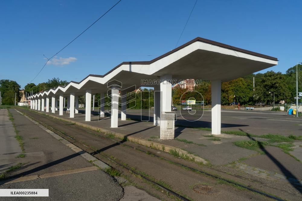 Tram station Branik, cubism, Prague, architecture