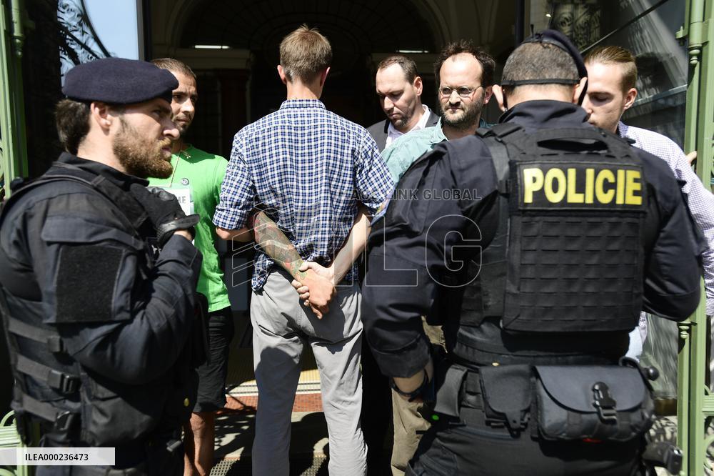 Extinction Rebellion movement are blocking entry to Czech Regional Development Ministry, police