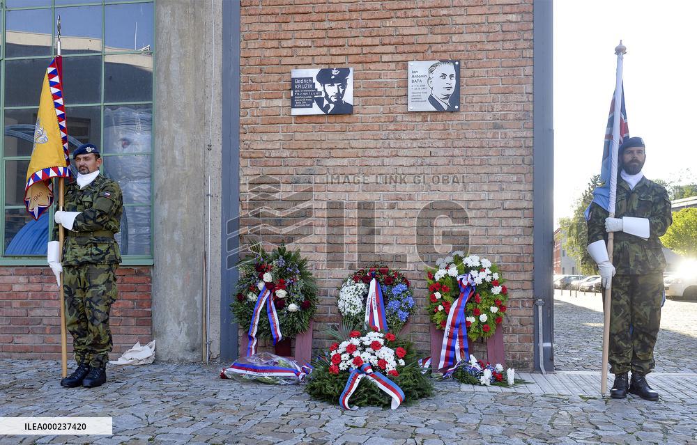 plaque commemorating former Czech RAF pilot Bedrich Kruzik was unveiled in Trebic