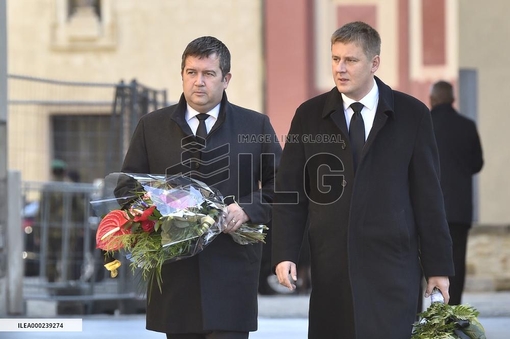 Jan Hamacek, Tomas Petricek, mourning ceremony, Karel Gott, Prague Castle