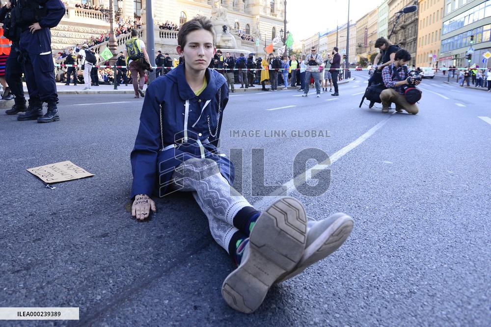Demonstration of Extinction Rebellion in Prague, Wenceslas Square