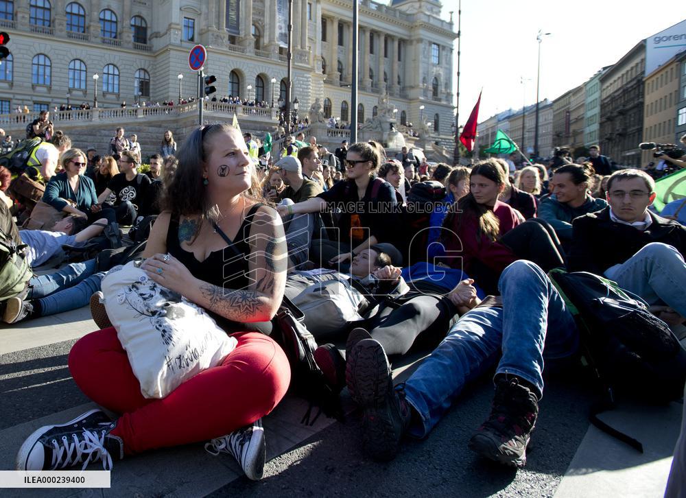 Demonstration of Extinction Rebellion in Prague, Wenceslas Square
