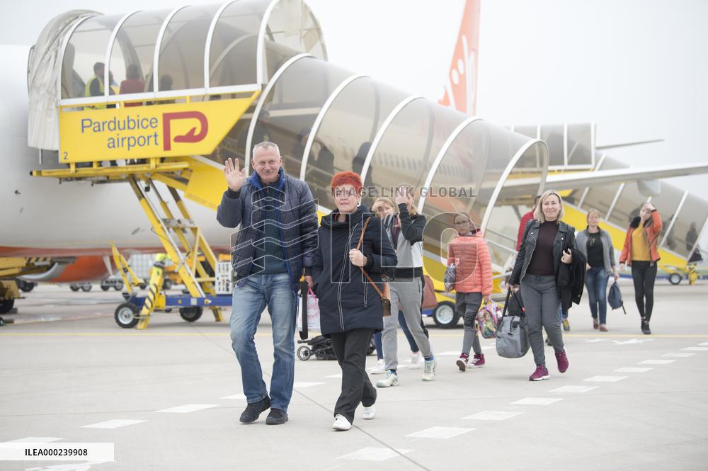 air carrier SkyUp Airlines launches flights from Pardubice, Czech Republic, to Kiev, Ukraine, Boeing 737-800 airliner, plane