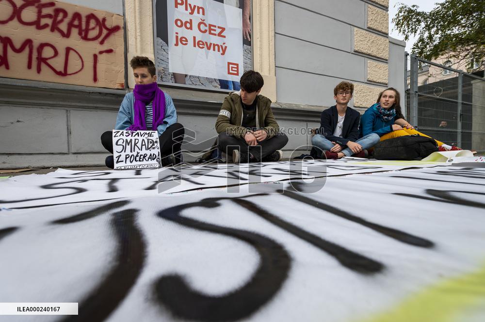 demonstration calling for closing down of coal-fired power plant Pocerady