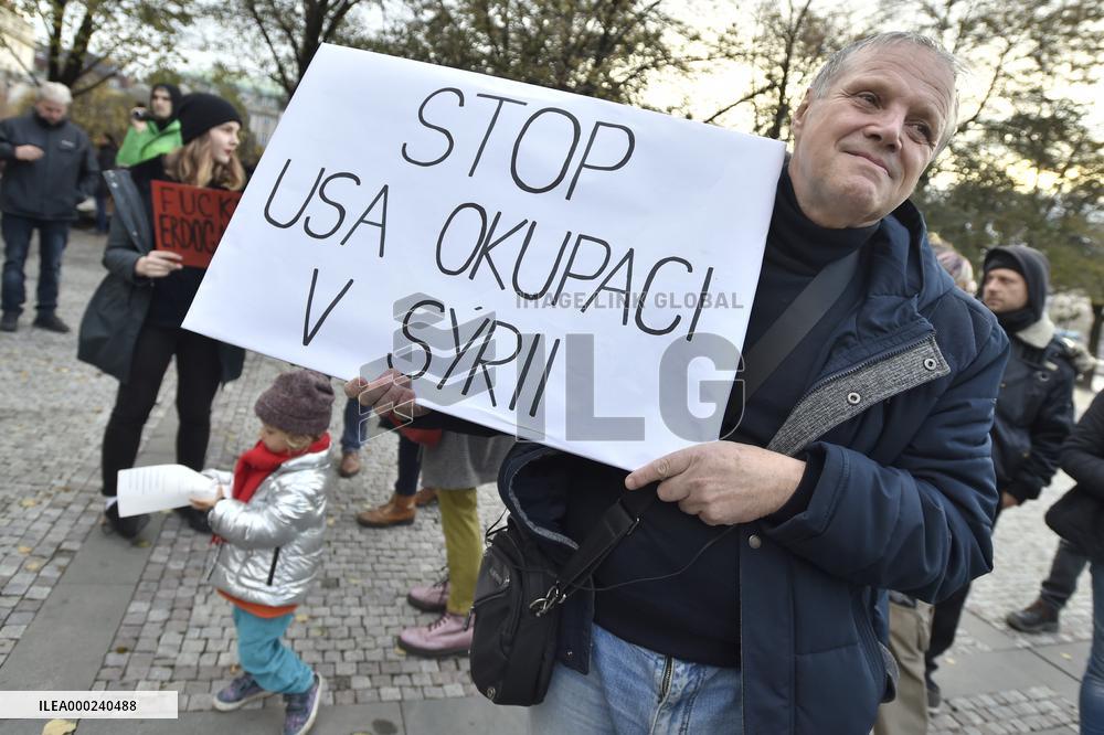 another protest against Turkish invasion of Syria held in Prague