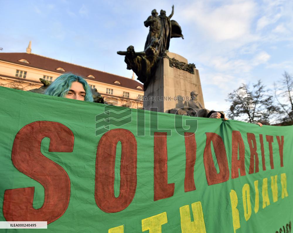 another protest against Turkish invasion of Syria held in Prague