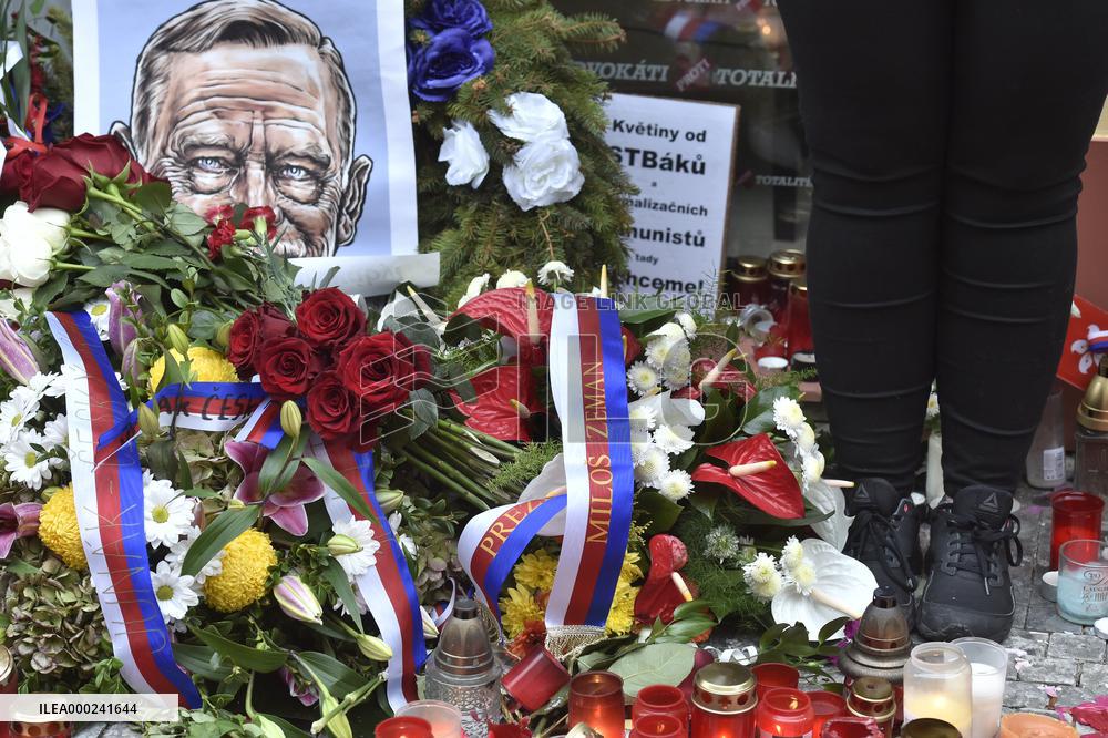 the Velvet Revolution memorial, Narodni Street, candles