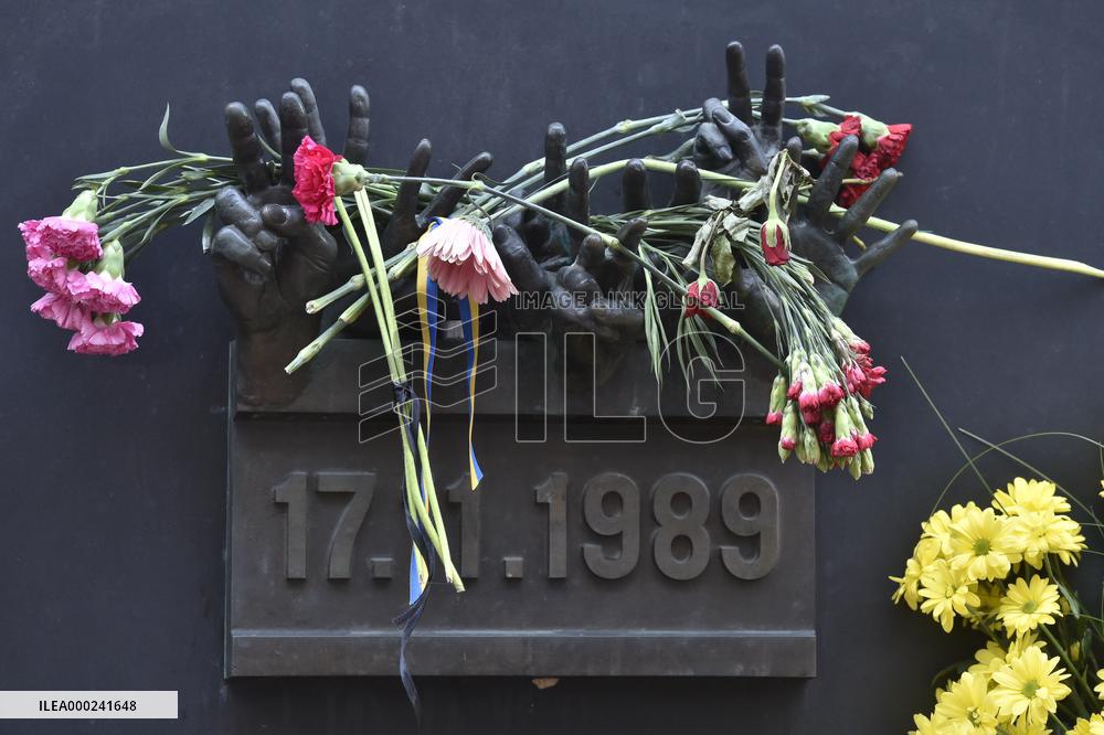 the Velvet Revolution memorial, Narodni Street, candles