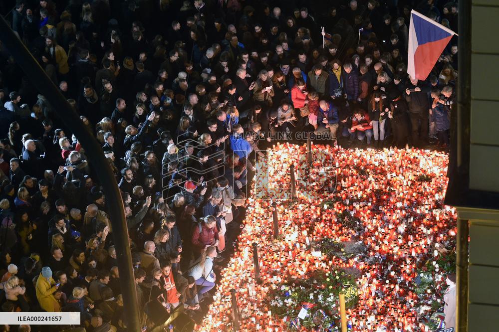 the Velvet Revolution memorial, Narodni Street, candles