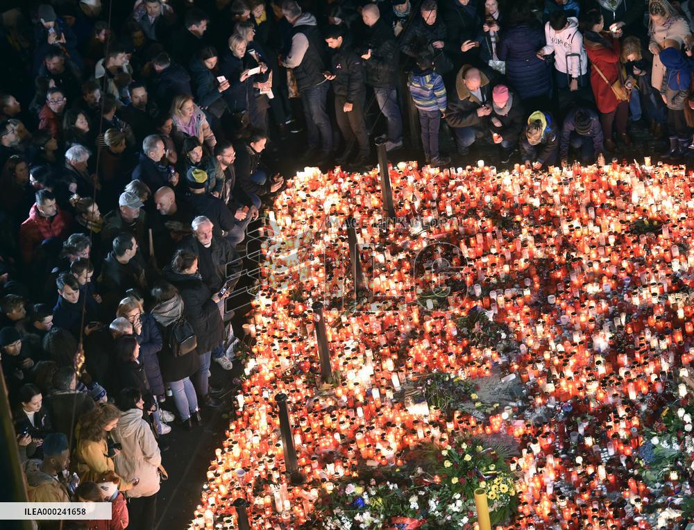 the Velvet Revolution memorial, Narodni Street, candles