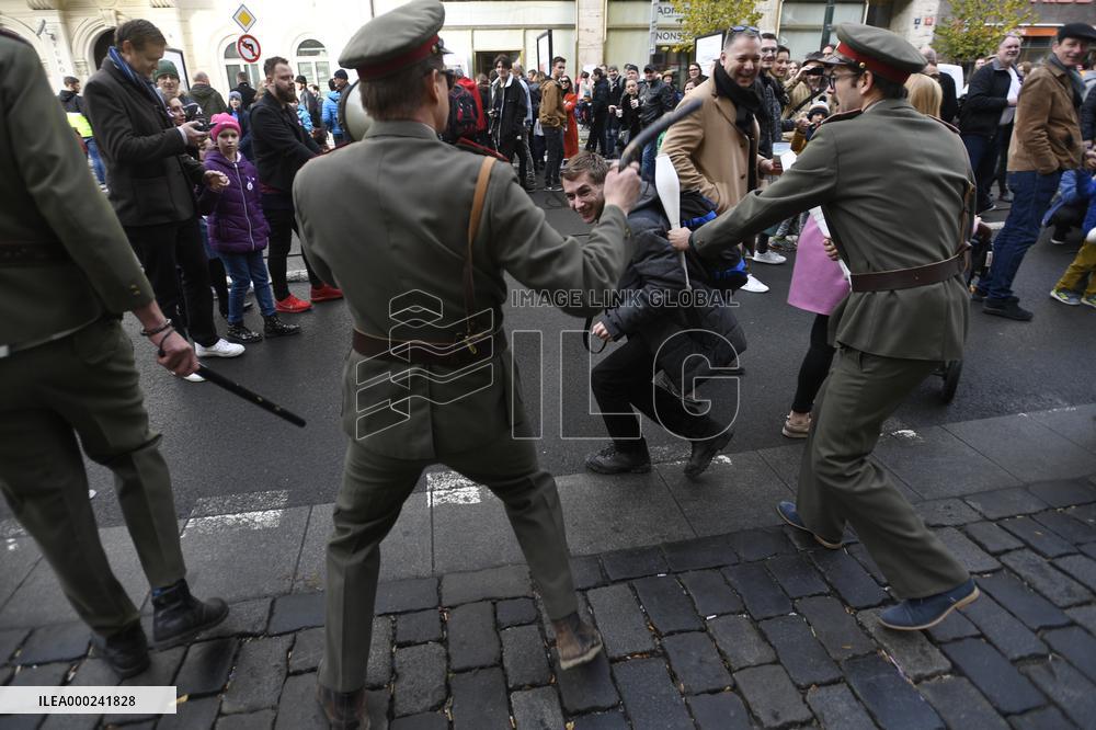 the Velvet Revolution memorial, Narodni Street