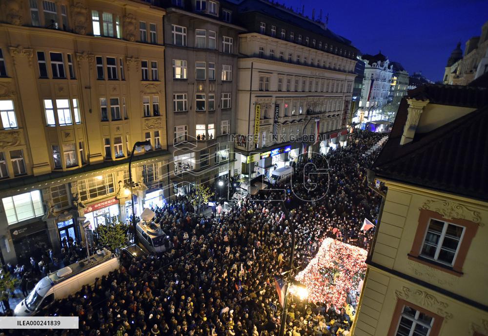 the Velvet Revolution memorial, Narodni Street