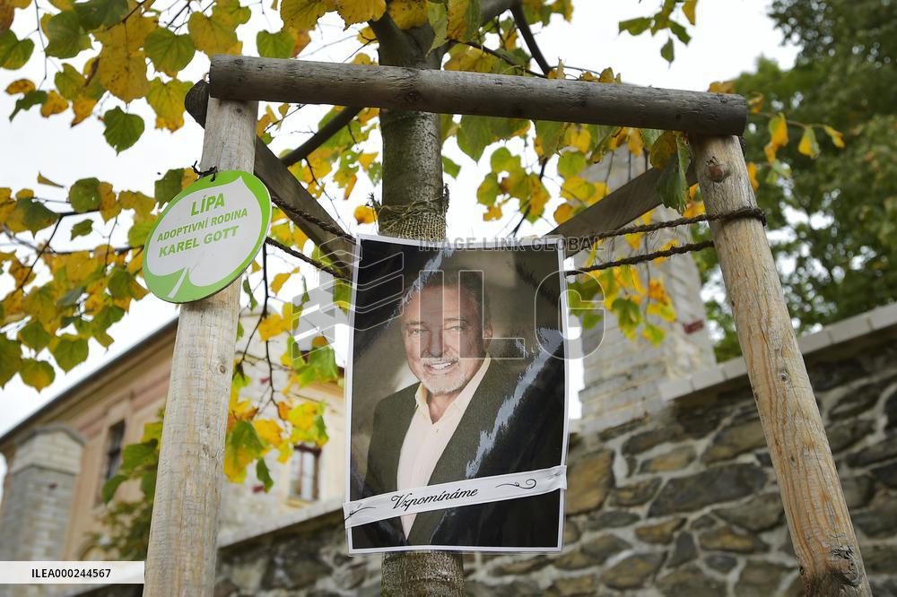 pious place in front of Karel Gott's tree