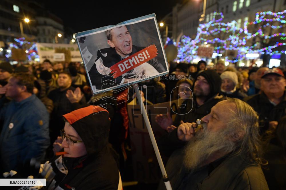 demonstration for resignation of PM Andrej Babis convoked by Million Moments for Democracy group at Wenceslas Square