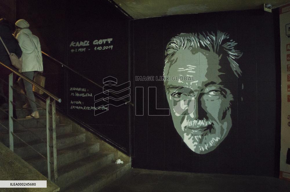 Karel Gott portrait custom graffiti, mural art