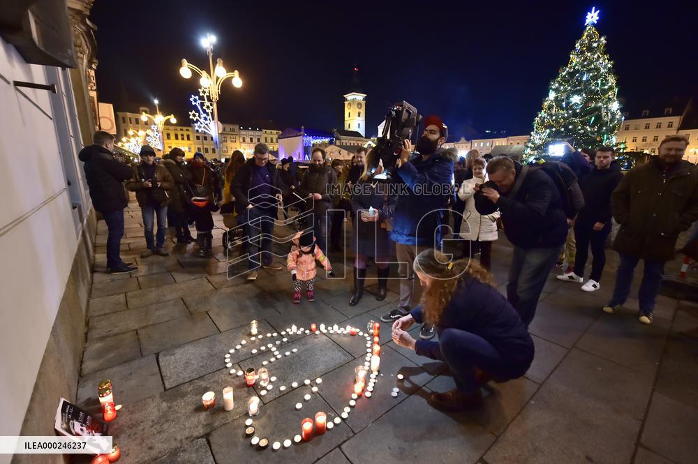 Vaclav Havel memorial, candles