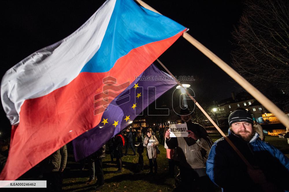 demonstration for Czech Prime Minister Andrej Babis's resignation in Budweis