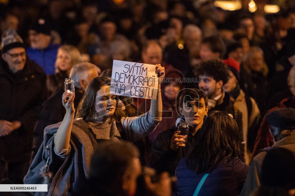 demonstration for Czech Prime Minister Andrej Babis's resignation in Budweis