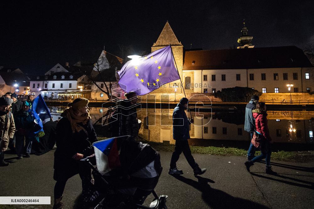 demonstration for Czech Prime Minister Andrej Babis's resignation in Budweis