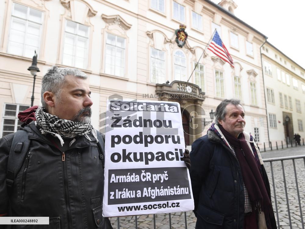 About 50 people protested against U.S. military interventions in Iran