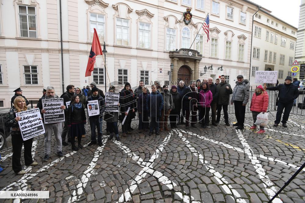 About 50 people protested against U.S. military interventions in Iran