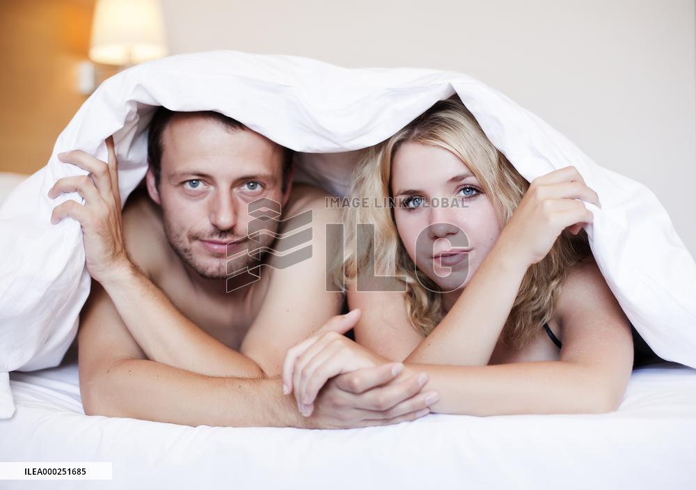 man, woman, couple, bed