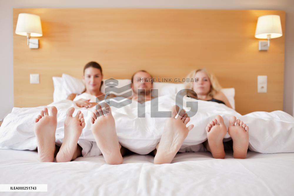 marriage, marital triangle, man, woman, women, bed, sex