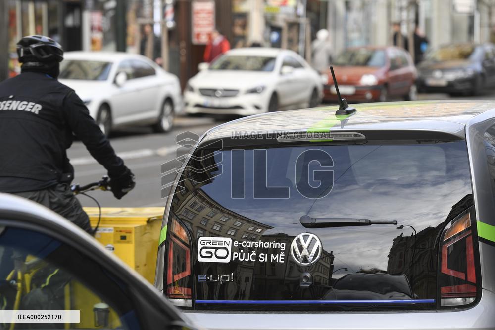 VW e-up! carsharing company GreenGo, car, share, Prague