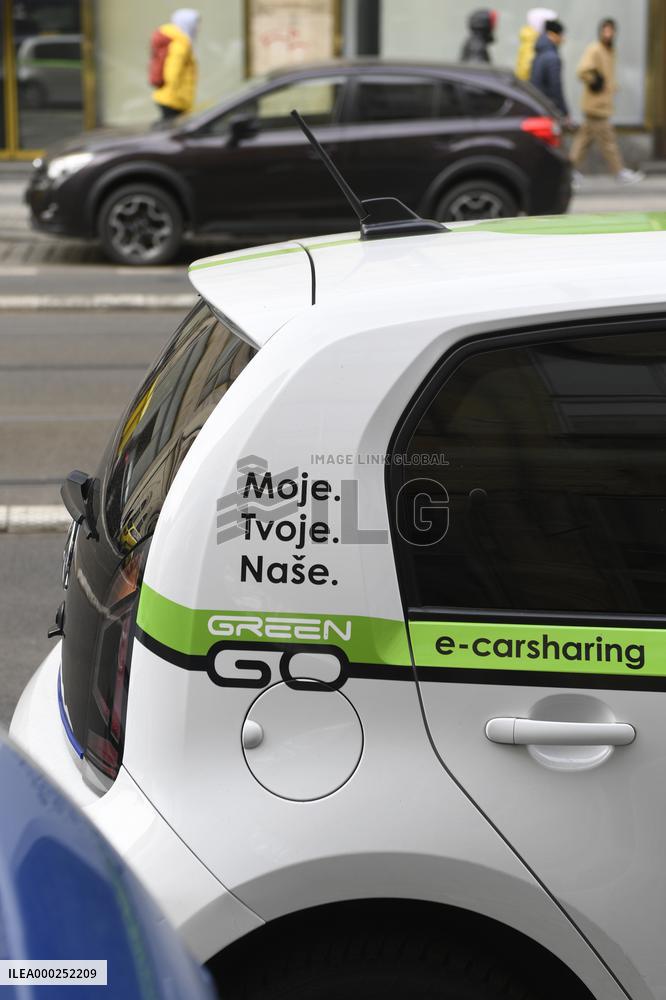 VW e-up! carsharing company GreenGo, car, share, Prague