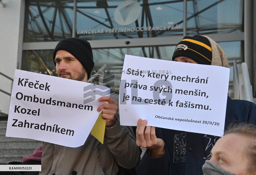 Opponents, people, protest against Czech Ombudsman Krecek