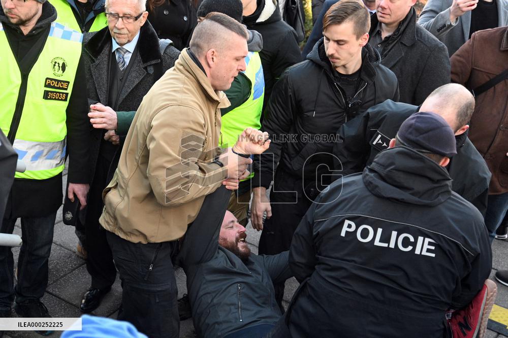 Opponents, people, protest against Czech Ombudsman Krecek