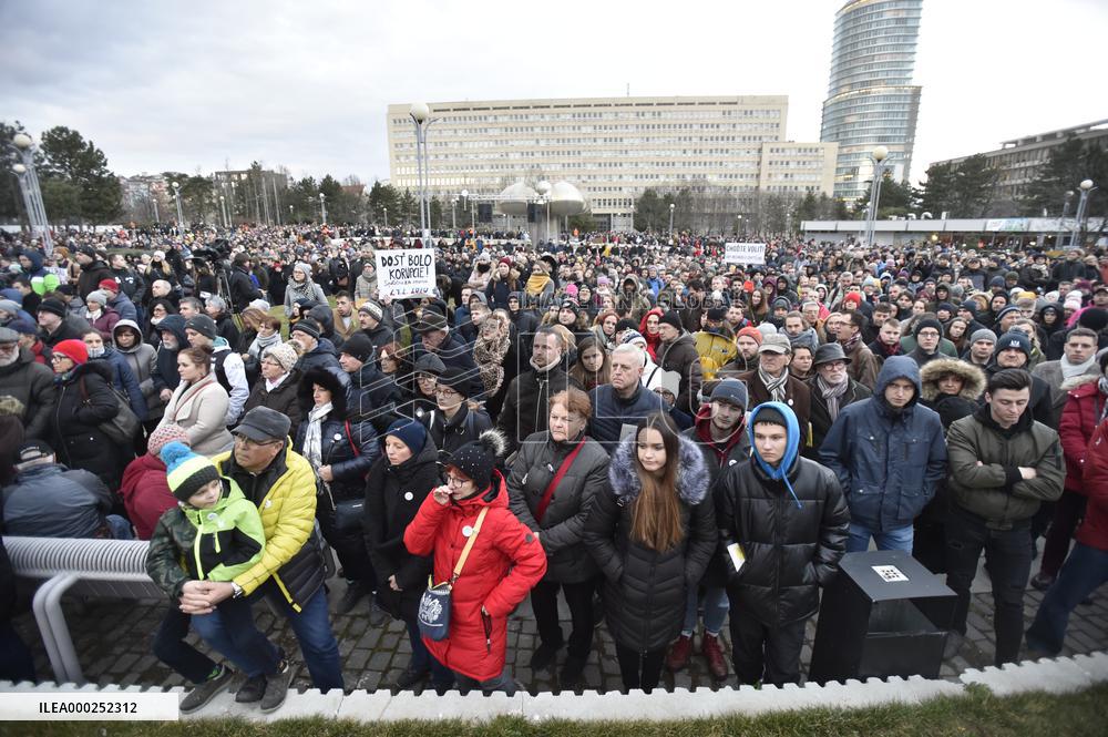 Public gathering commemorating murder of Slovak investigative journalist Jan Kuciak