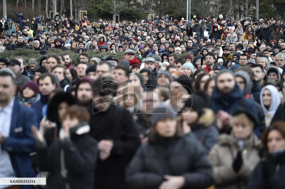 Public gathering commemorating murder of Slovak investigative journalist Jan Kuciak