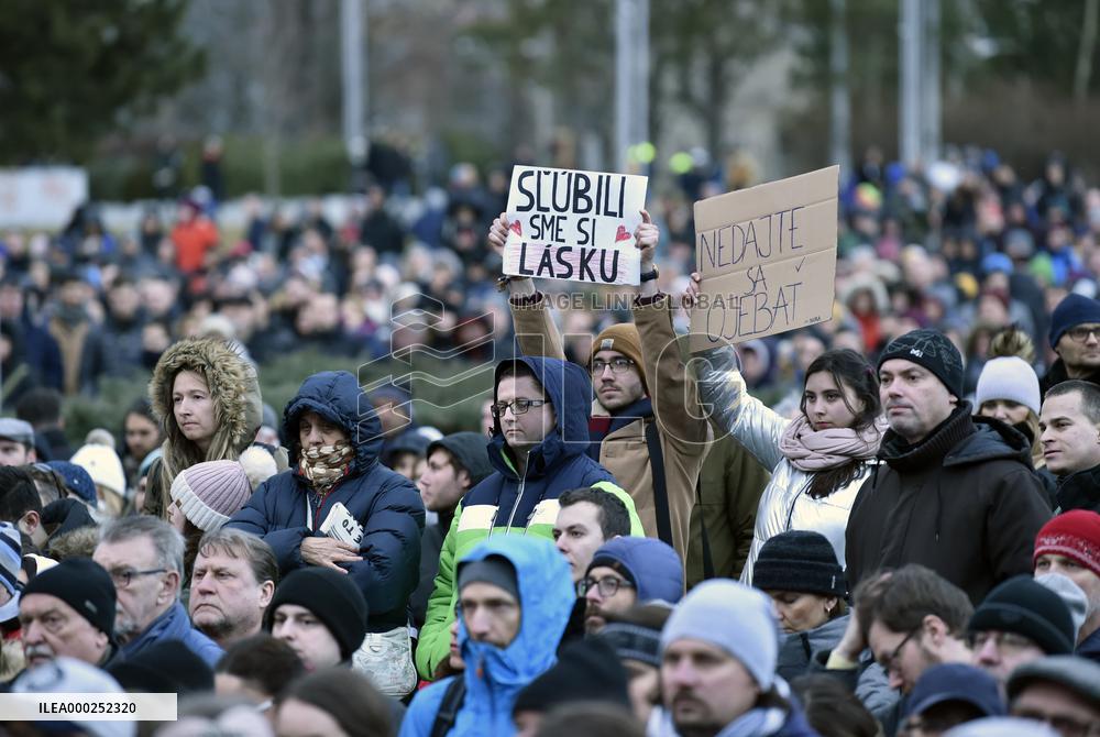 Public gathering commemorating murder of Slovak investigative journalist Jan Kuciak