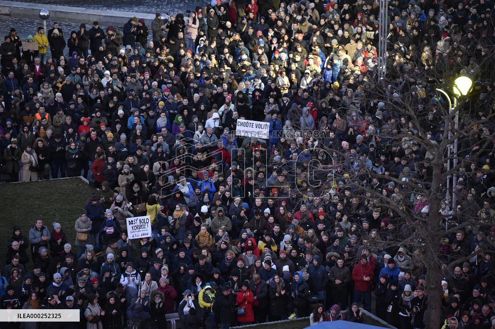 Public gathering commemorating murder of Slovak investigative journalist Jan Kuciak