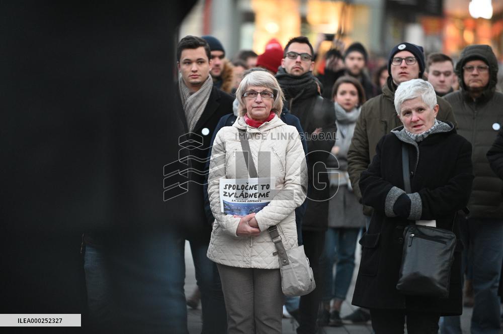 Public gathering commemorating murder of Slovak investigative journalist Jan Kuciak