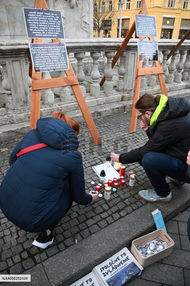 Public gathering commemorating murder of Slovak investigative journalist Jan Kuciak