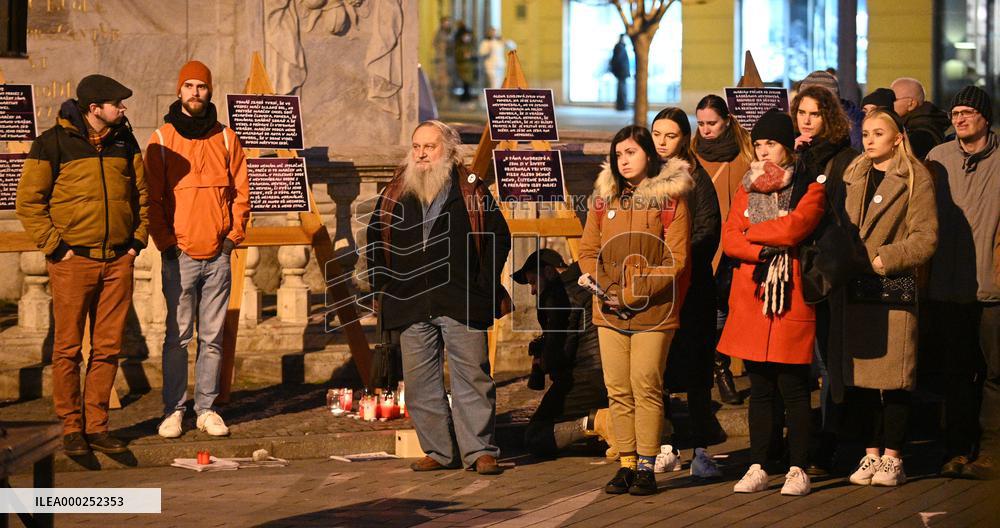 Public gathering commemorating murder of Slovak investigative journalist Jan Kuciak