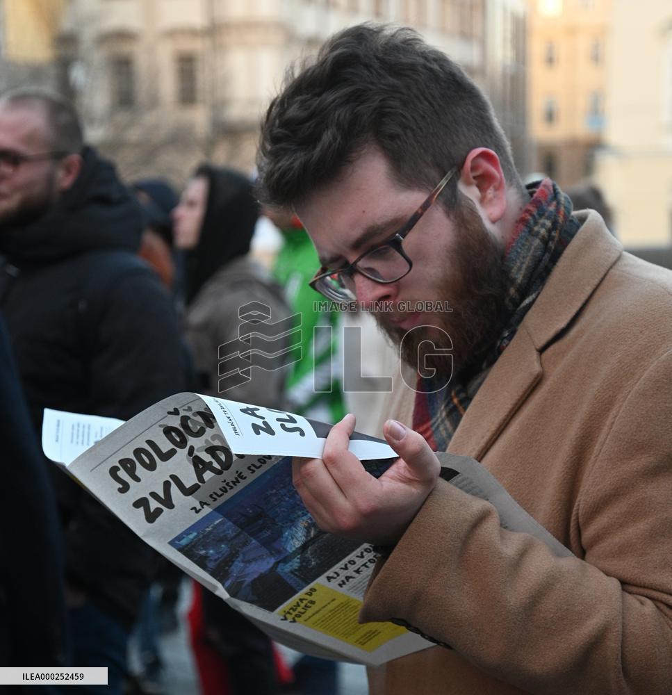 Public gathering commemorating murder of Slovak investigative journalist Jan Kuciak